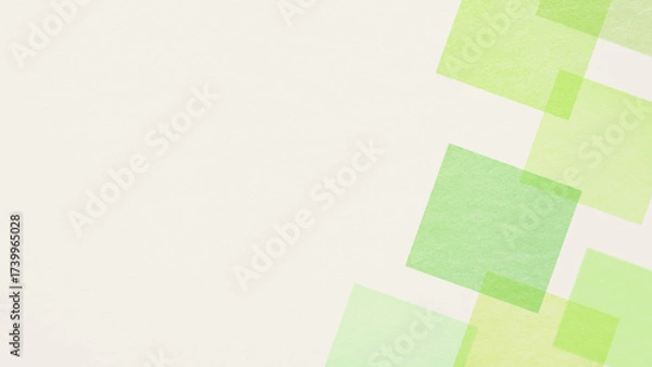 Obraz 緑色の和紙に描かれた正方形デザインのあたたかい抽象的な背景