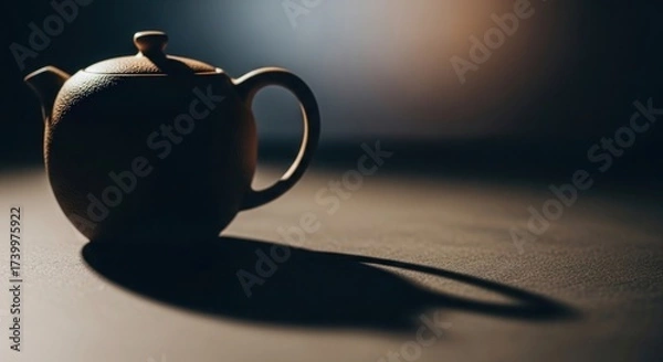 Obraz Textured Teapot with Dramatic Lighting and Long Shadow