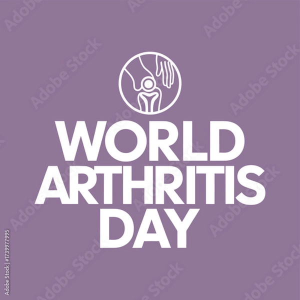 Fototapeta Vector art of world arthritis day text and logo with a symbolic representation of joint care and support