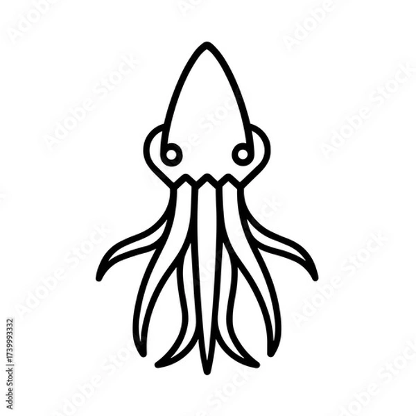 Obraz Simple black squid icon
