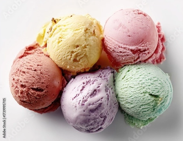 Obraz Ice cream scoops of various colors clustered together