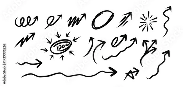 Obraz Hand drawn arrow mark set. Icon vector