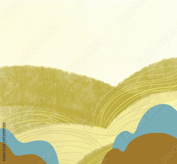 Obraz Hand drawn abstract wave pattern with fluid wave lines painting texture