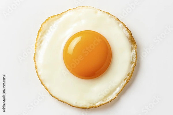Obraz The vibrant orange yolk is centered in the firm white. This simple and popular breakfast food is isolated and viewed from directly above.
