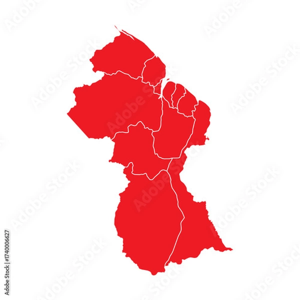Fototapeta Abstract Red Guyana Map with Cities