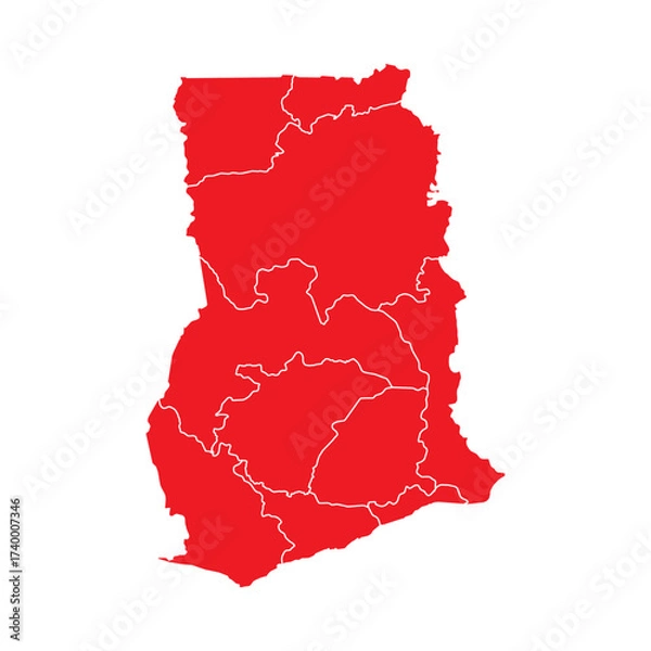 Fototapeta Abstract Red Ghana Map with Cities