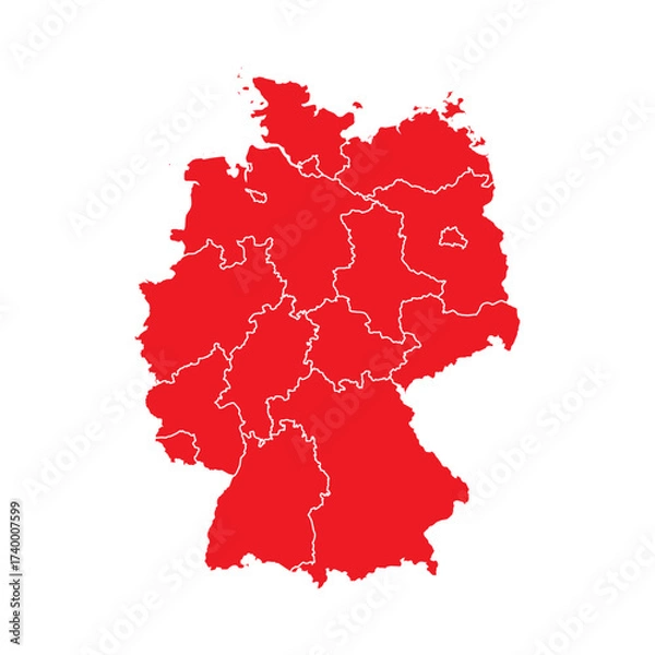 Fototapeta Abstract Red Germany Map with Cities