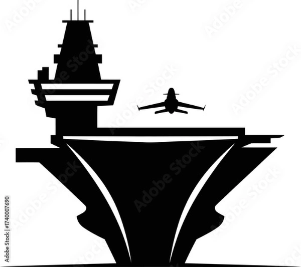 Fototapeta Aircraft Carrier and Jet Plane Icon
