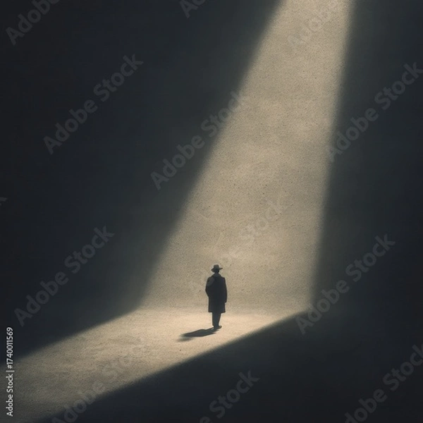 Fototapeta Concept of Legacy Illustrated in a Single Perfectly Formed Shadow on a Minimalist Background