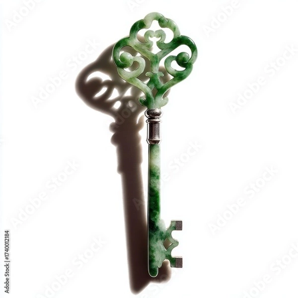 Fototapeta Elegant Polished Jade Key with Intricate Design and Long Winding Shape