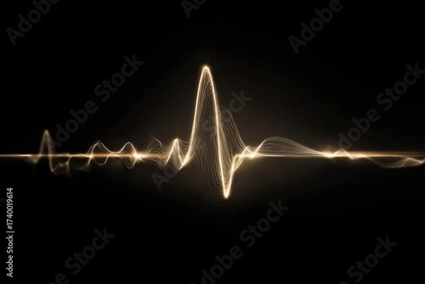 Fototapeta Minimalist Heart EKG Waveform Design with Smooth Lines and Subtle Glow on Black Background