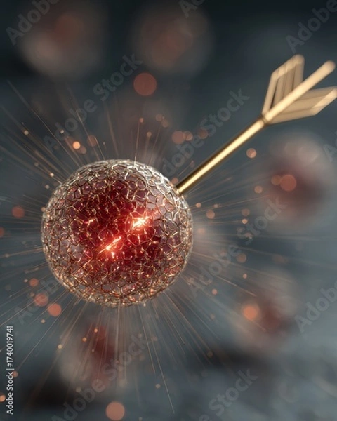 Fototapeta Delicate Golden Arrow Representing Targeted Therapy Concept in Abstract Art