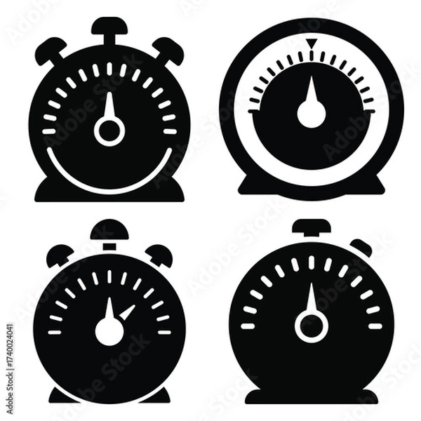 Fototapeta kitchen timer  vector icons set isolated on white background