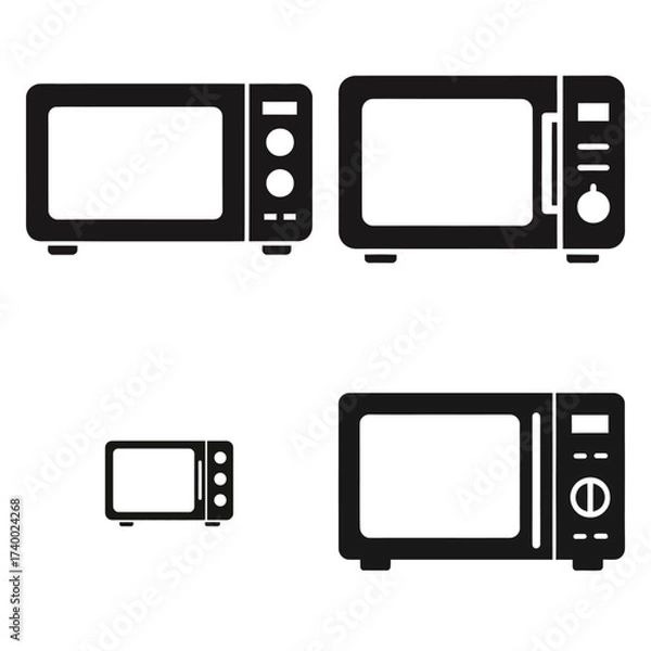 Fototapeta microwave  vector icons set isolated on white background