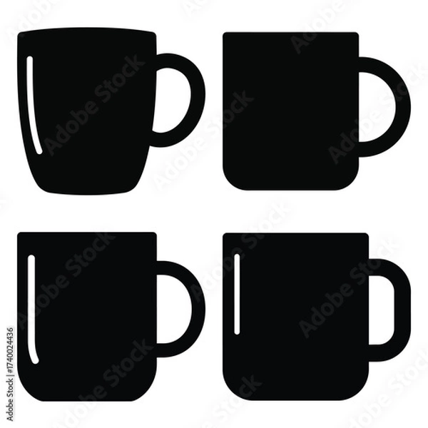 Fototapeta mug  vector icons set isolated on white background