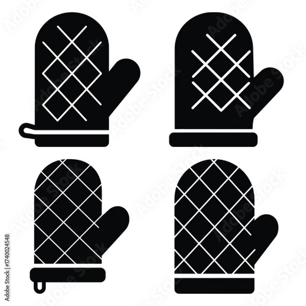 Fototapeta oven mitt  vector icons set isolated on white background
