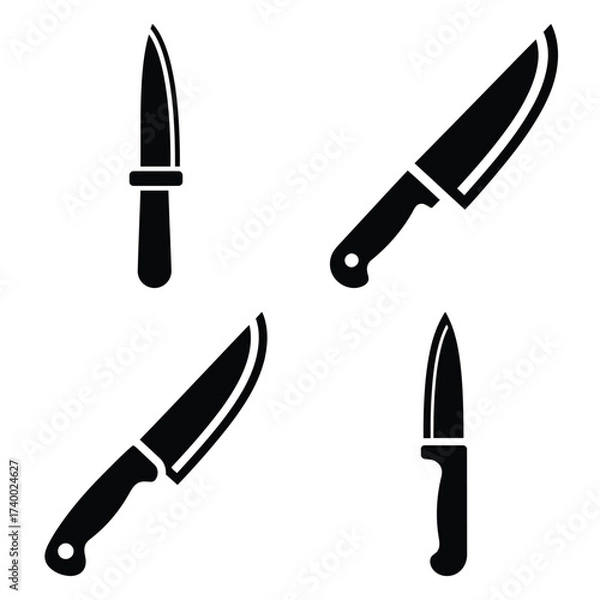 Fototapeta paring knife  vector icons set isolated on white background