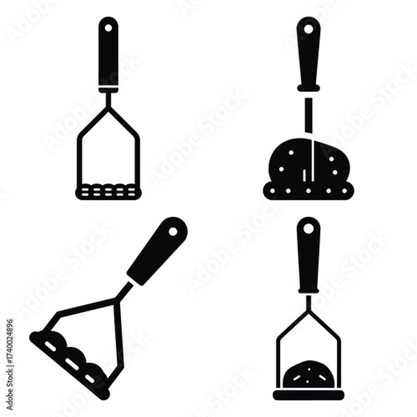 Fototapeta potato masher  vector icons set isolated on white background
