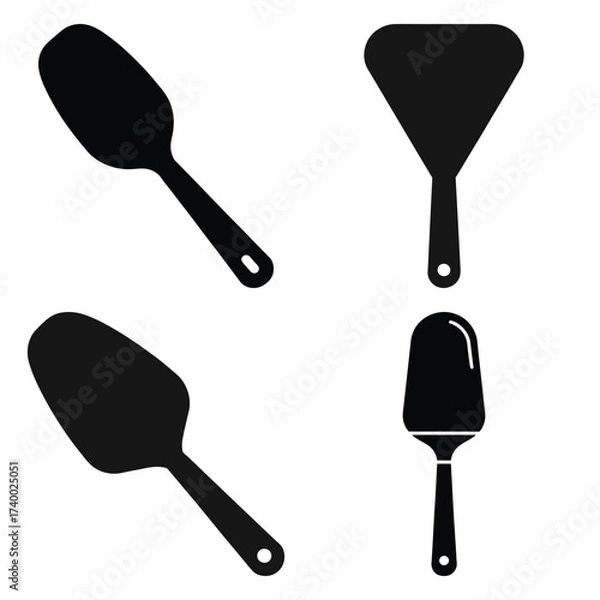 Fototapeta rice paddle  vector icons set isolated on white background