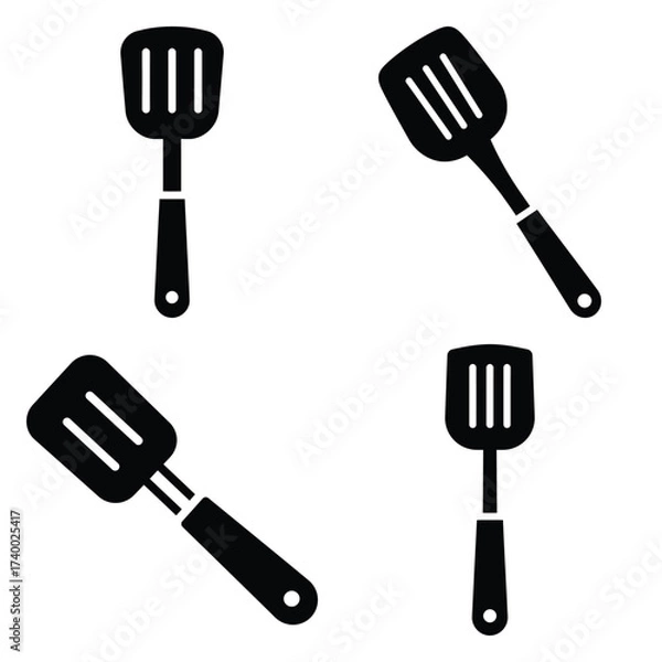 Fototapeta spatula  vector icons set isolated on white background