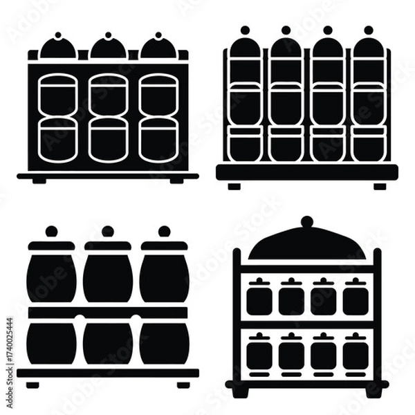 Fototapeta spice rack  vector icons set isolated on white background