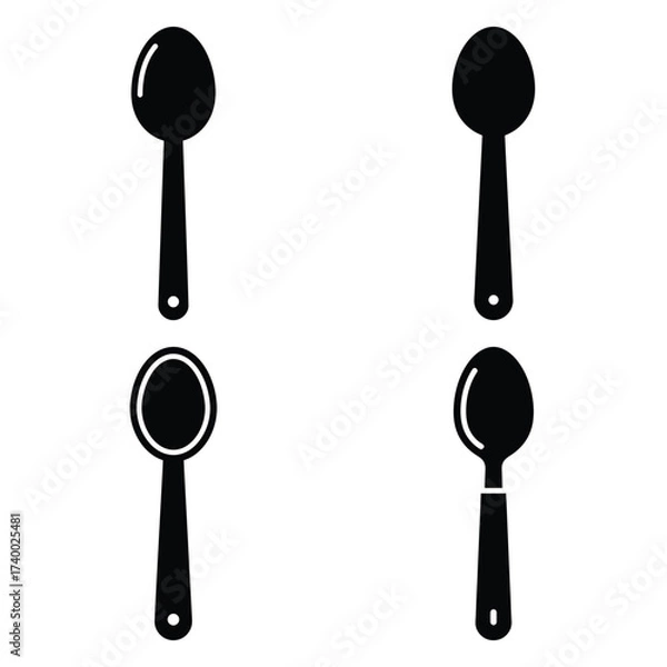 Fototapeta spoon  vector icons set isolated on white background
