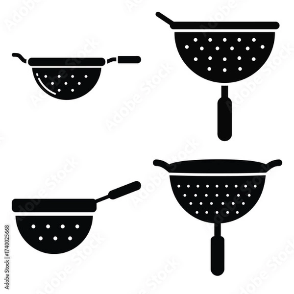 Fototapeta strainer  vector icons set isolated on white background
