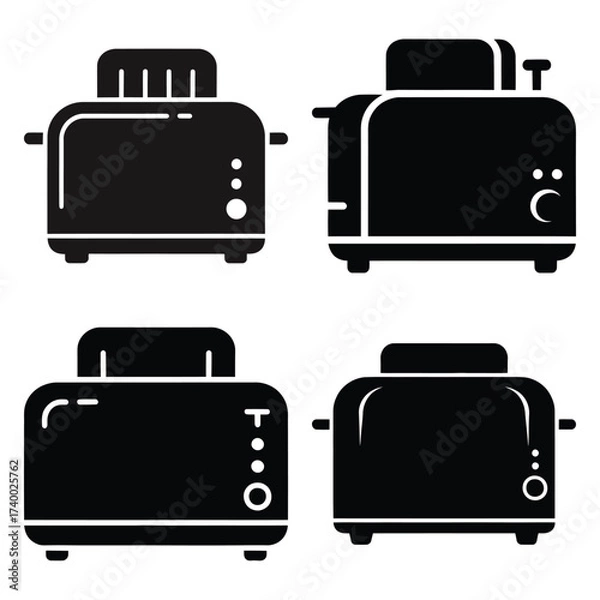 Fototapeta toaster  vector icons set isolated on white background