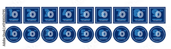 Fototapeta anniversary celebration emblem logo square and round design set vector illustration 