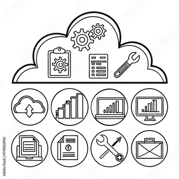 Fototapeta Business icons in cloud diagram