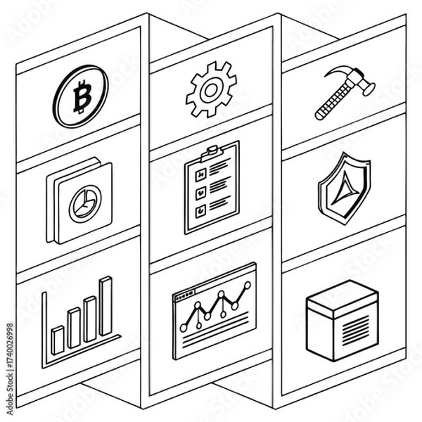 Fototapeta Business icons isometric graphic design