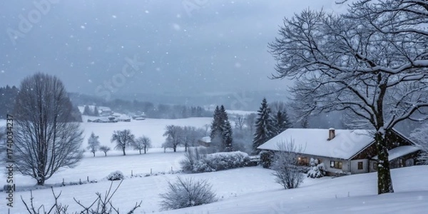 Obraz winter landscape with house