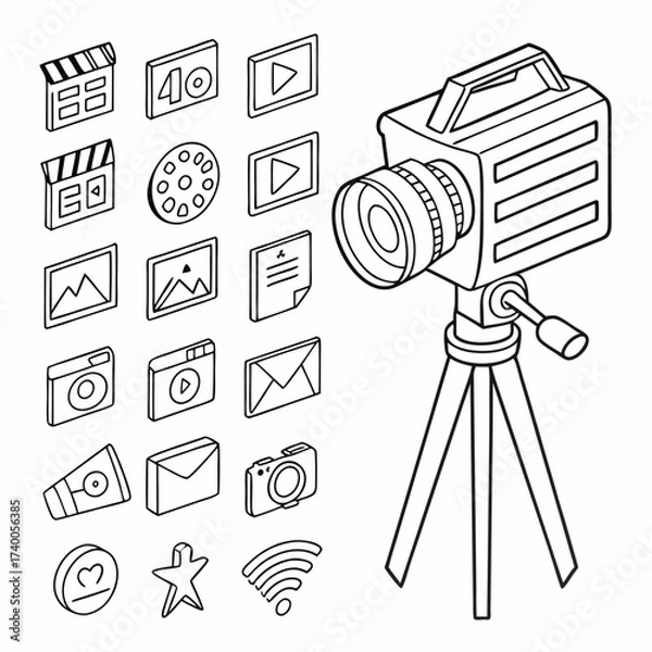 Obraz Media communication icons collection