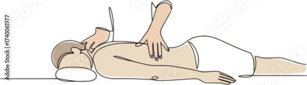 Fototapeta Continuous one line drawing of relaxing massage trendy minimalist illustration. Vector