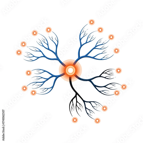 Fototapeta Network of Blue and Black Branches With Dots