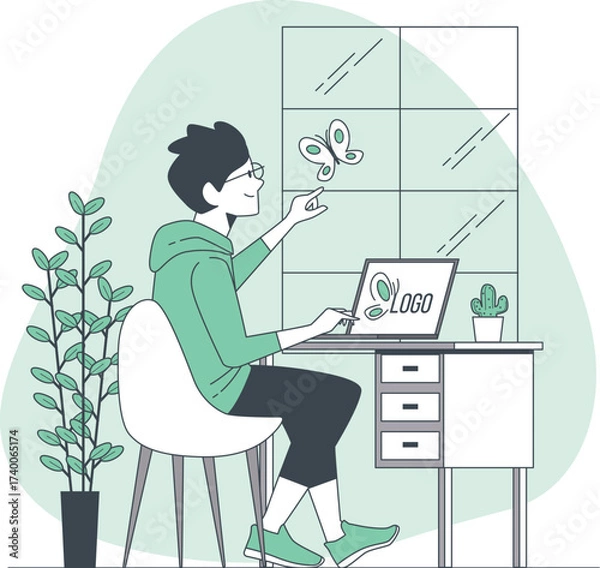 Obraz Busy people working on computers and laptops in the office