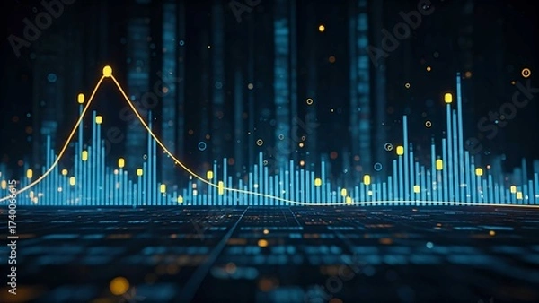 Obraz Abstract glowing trading chart with candlestick graph, representing stock market growth, investment strategy, forex analysis, and digital economy progress.