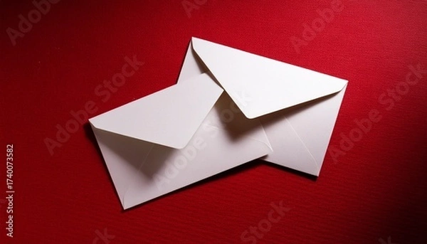 Fototapeta two white envelopes on red surface