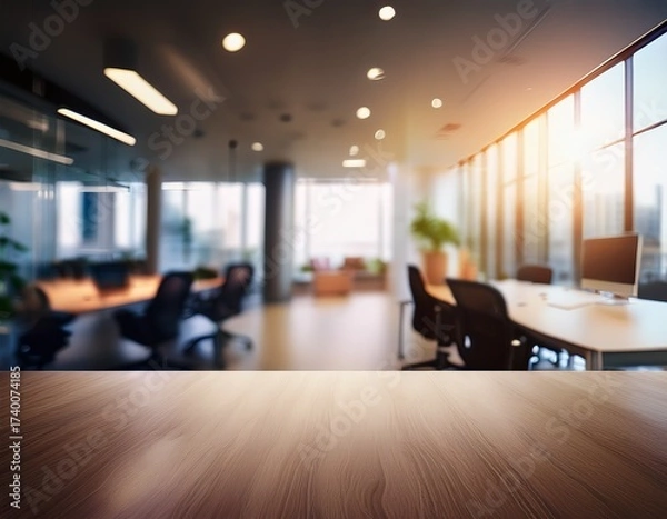 Fototapeta modern office blur background with bokeh perfect for virtual meeting backgrounds presentations and overlays