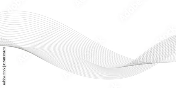 Fototapeta Abstract wavy white and grey curved lines on transparent background. Frequency sound wave lines and technology background, Design for brochure, flyer, banner, template, business wave lines background.