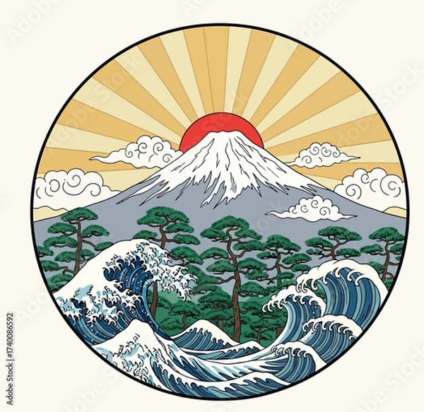 Obraz vector illustration of a mountain fuji