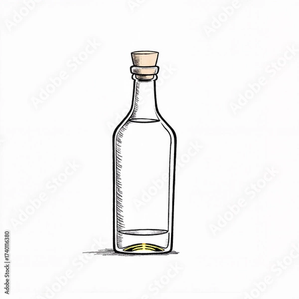 Fototapeta Elegant whiskey bottle illustration with cork cap, product design concept