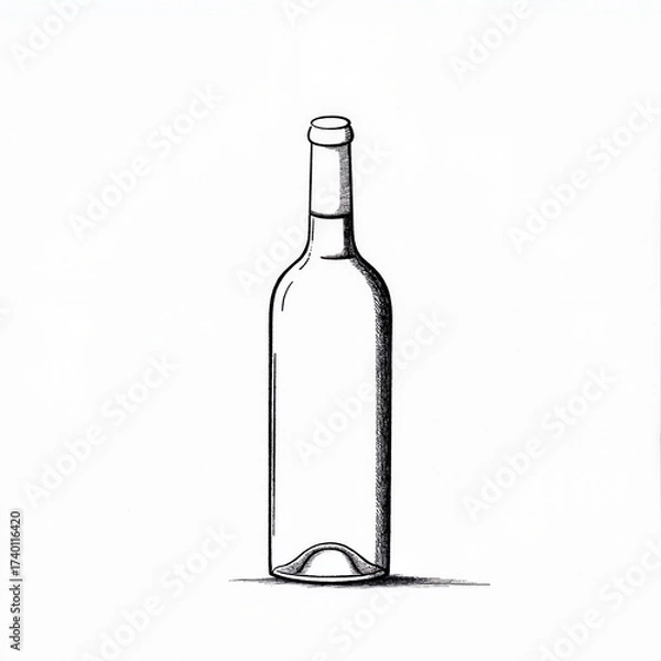 Fototapeta Abstract wine bottle sketch on white background, product representation