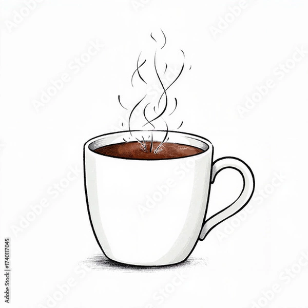 Fototapeta Steaming cocoa mug on white background, warmth and comfort concept