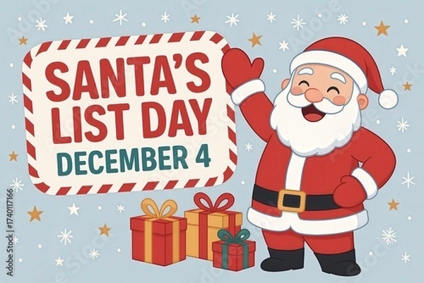 Fototapeta Santa’s List Day Celebration Concept with Christmas Gift Checklist, Naughty or Nice Children Names and Holiday Festive Theme for December 4 Generative AI