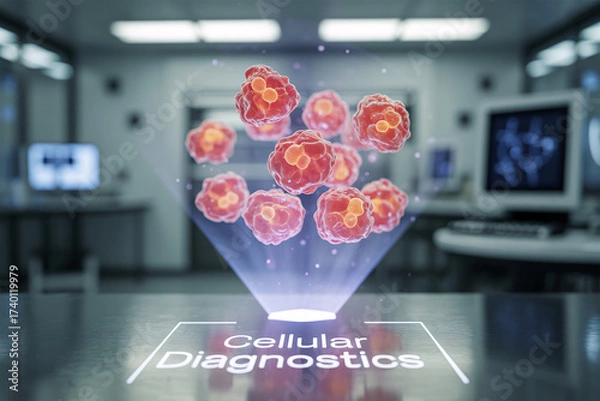 Fototapeta Cutting-edge cellular diagnostics reveal insights into complex medical conditions in a modern laboratory setting, highlighting innovation and research