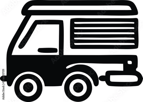 Fototapeta Simple line art icon of a food truck or mobile kitchen for sale or service business