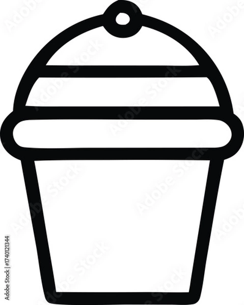 Fototapeta Simple outline icon of a bucket with a handle and rim perfect for everyday use and design projects