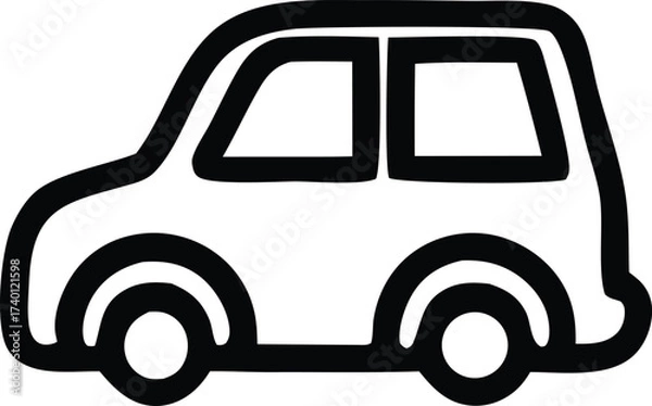 Fototapeta Simple outline of a small compact car ideal for transportation and travel icons simple and clean