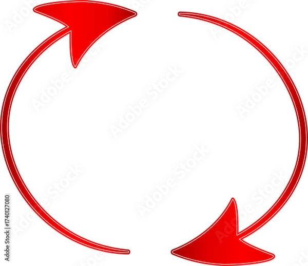 Fototapeta Red Circular Arrows Flowing in Opposite Directions